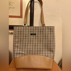 VINTAGE KATE SPADE Dotted Tan Brown Shoulder Purse Bag 10x11x5” Leather